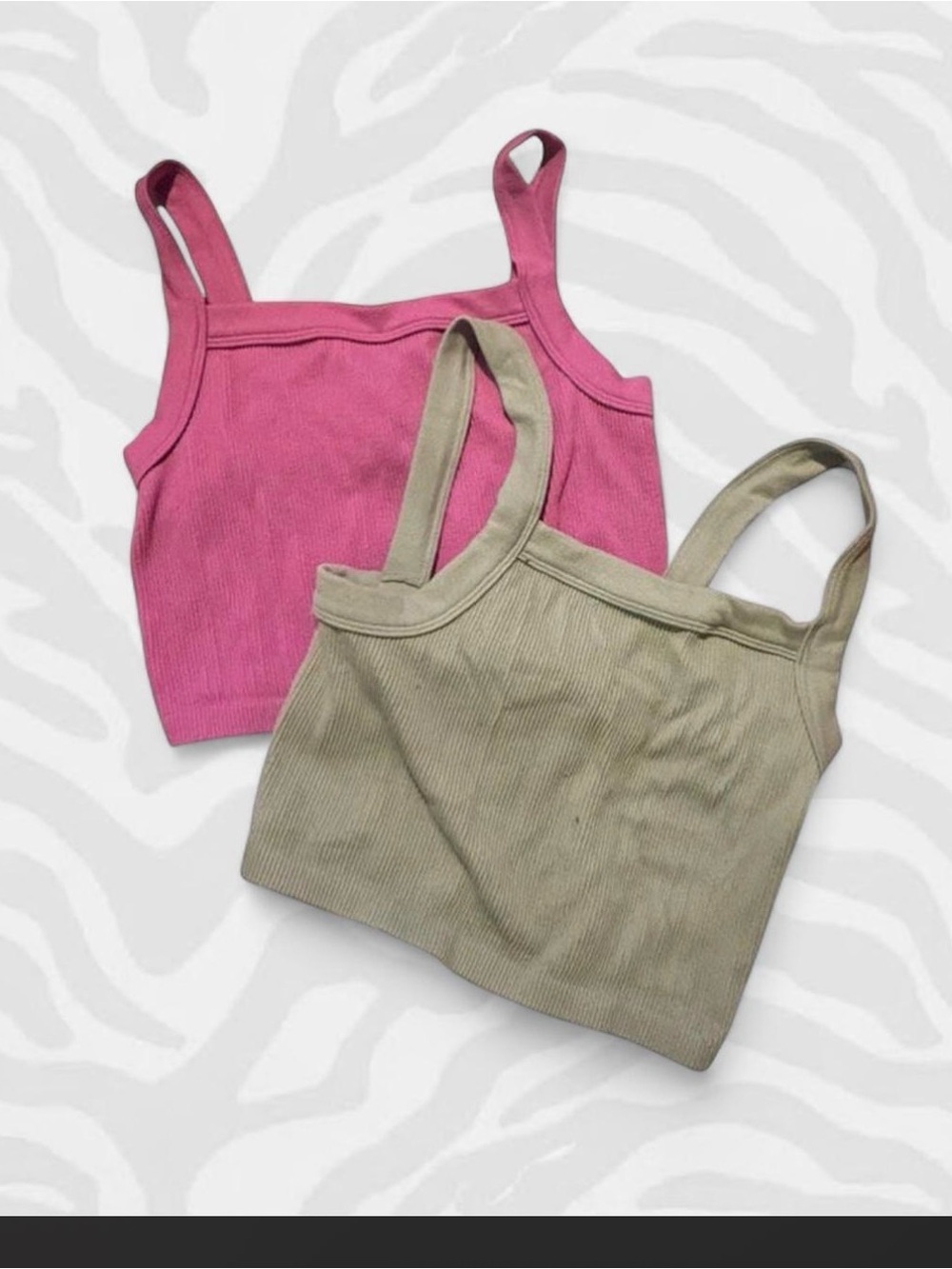 Cotton On Ribbed Tank Top Set - Pink & Olive